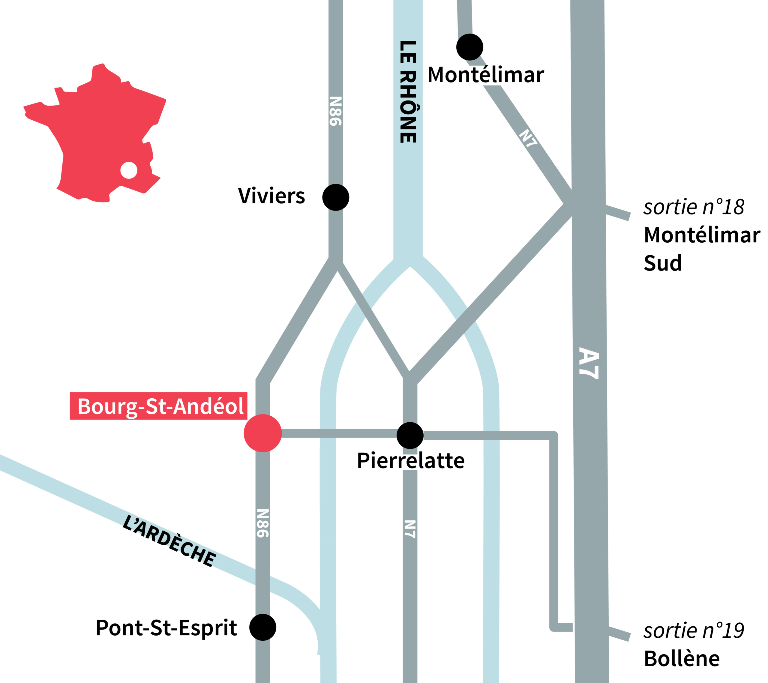 Plan d'accès Bourg Saint Andéol
